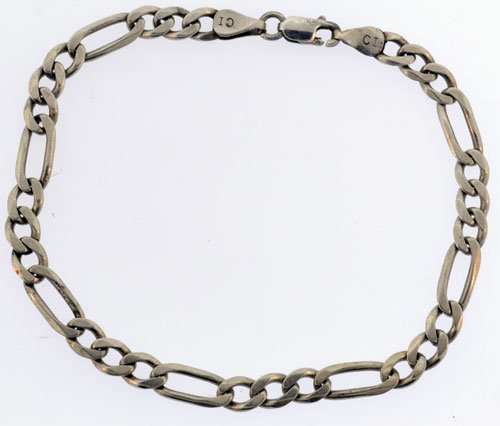 Sterling Silver Vintage Figaro Chain Men's Bracelet (1 of 5)