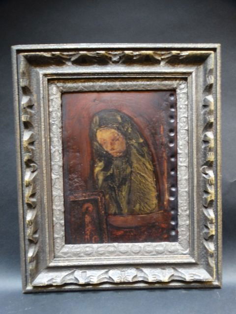 Imagist/Symbolist Madonna on Tin: Imagist/Symbolist Madonna on Tin Mysterious. and downright ravishing, with echoes of Odilon Redon, Gustave Moreau and Rouault, but in an assured style all its own, unsigned, we confess this painting h