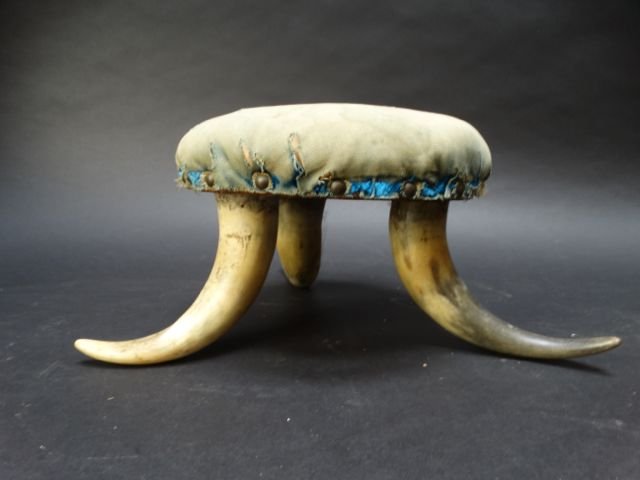 Upholstered Steer Horn Stool (1 of 3)