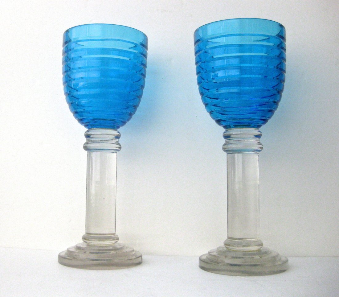 Pair of Huge  14-Inch High  Glass Goblets or Hurricane (1 of 1)
