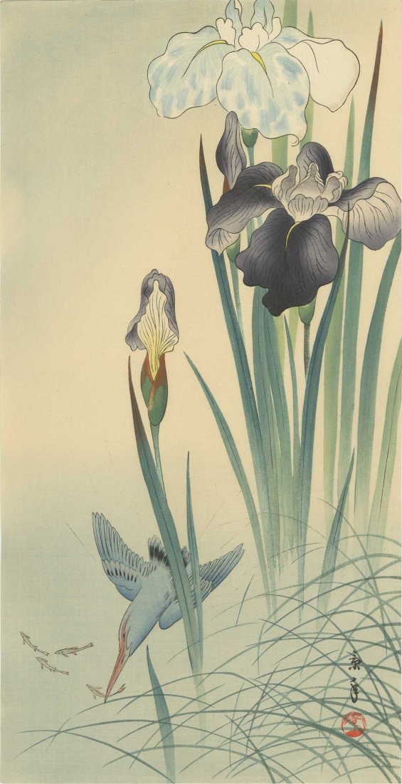 KEINEN IMAO - Kingfisher and Irises (1 of 2)