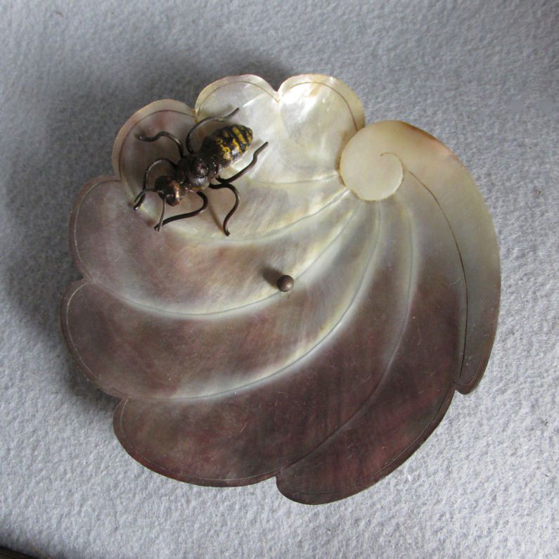 19th Insect on Mother of Pearl Sea Shell Tray (1 of 6)