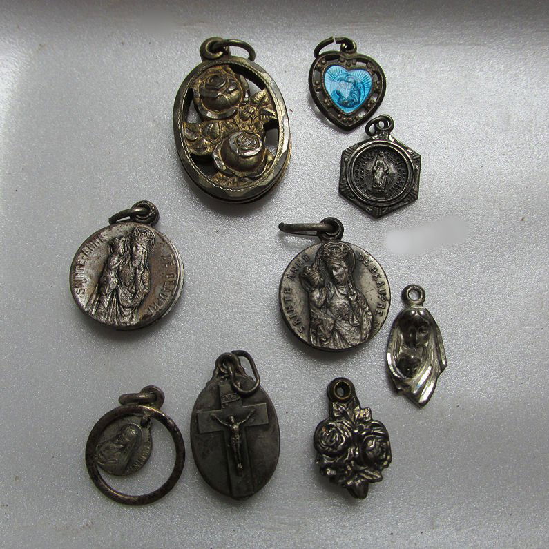 9 Sterling Silver Christian Charms, Relics (1 of 8)