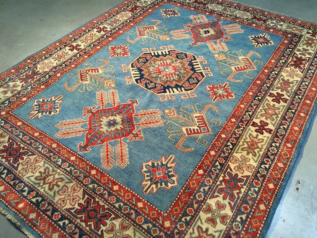6x8  FINE HAND KNOTTED WOOL GEOMETRIC "KAZAK" RUG (1 of 8)