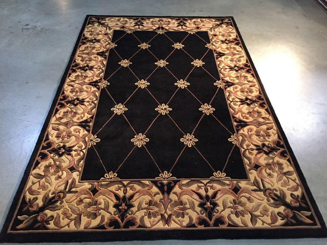 6x8 LUXURIOUS FRENCH “FLEUR DE LYS”  RUG HAND CARVED (1 of 7)