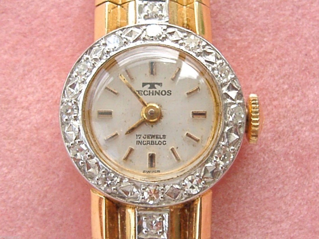 VINTAGE RETRO .90ctw DIAMOND PINK 18K GOLD LADIES DRESS (1 of 4)