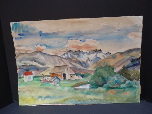 Ejnar Hansen “High Sierra”: Ejnar Hansen watercolor from the “High Sierra.” On paper, unframed. 21w x 15h. No Reserve Buyer pays shipping. This item ships from Los Angeles, CA