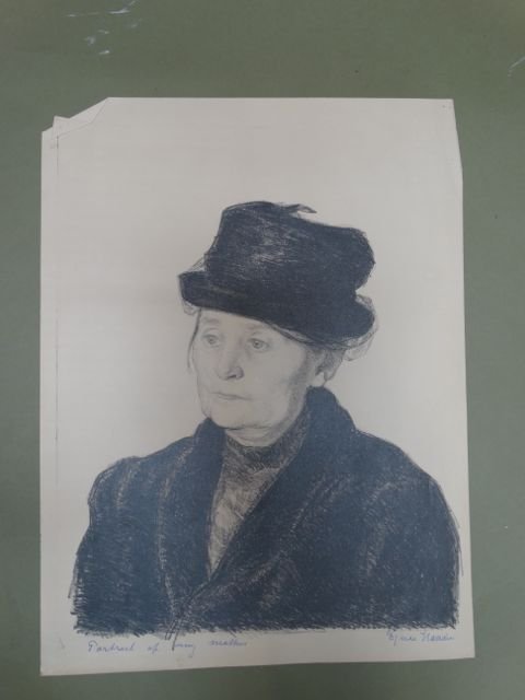 Ejnar Hansen, “Portrait of My Mother”: Ejnar Hansen litho, “Portrait of My Mother.” An absolute masterwork. One of the most beautiful portraits we’ve see. The equal of any artist of the period. 12.5 x 17. No Reserve Buyer pays shippi