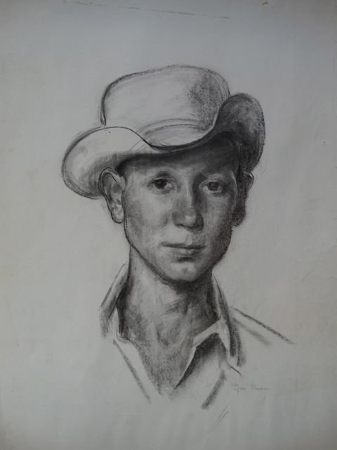 Ejnar Hansen, Drawing of California Ranch Hand: Ejnar Hansen, drawing, study of what became the watercolor of the California Rand Hand (P1039). Paper, no frame, 22 x 27. No Reserve Buyer pays shipping. This item ships from Los Angeles, CA