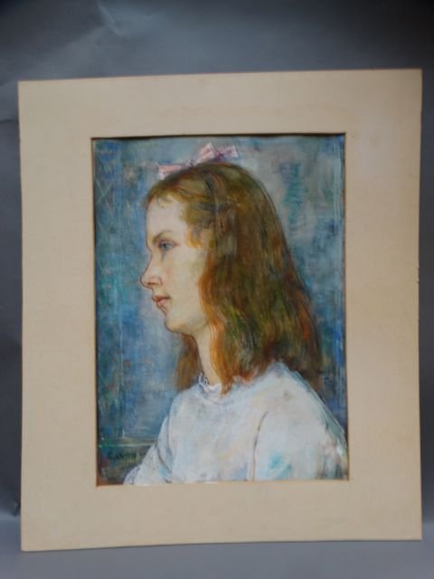 Ejnar Hansen Watercolor “Girl”: Delicate and very charming, taken in profile, one of Hansen’s finest. Circa 1940s. No Reserve Buyer pays shipping. This item ships from Los Angeles, CA