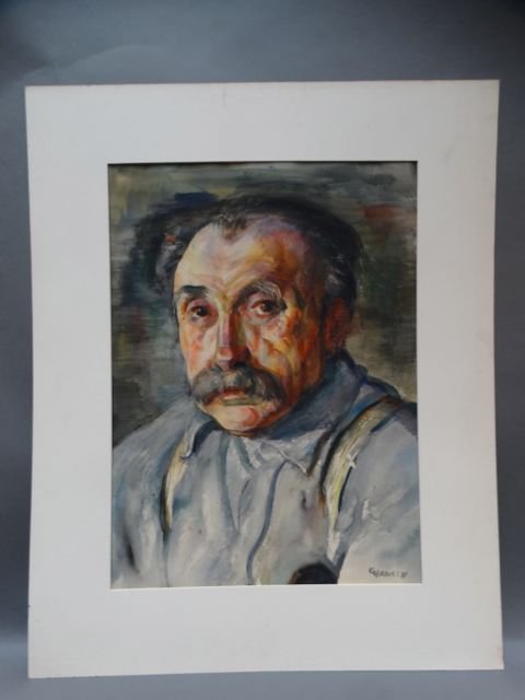 Ejnar Hansen Watercolor Older Man: This gentleman recurs as a subject in Hansen’s work. We can’t guess at his identity, whether he is family or a friend: certainly he is depicted with great tenderness and familiarity. No Reserve Bu