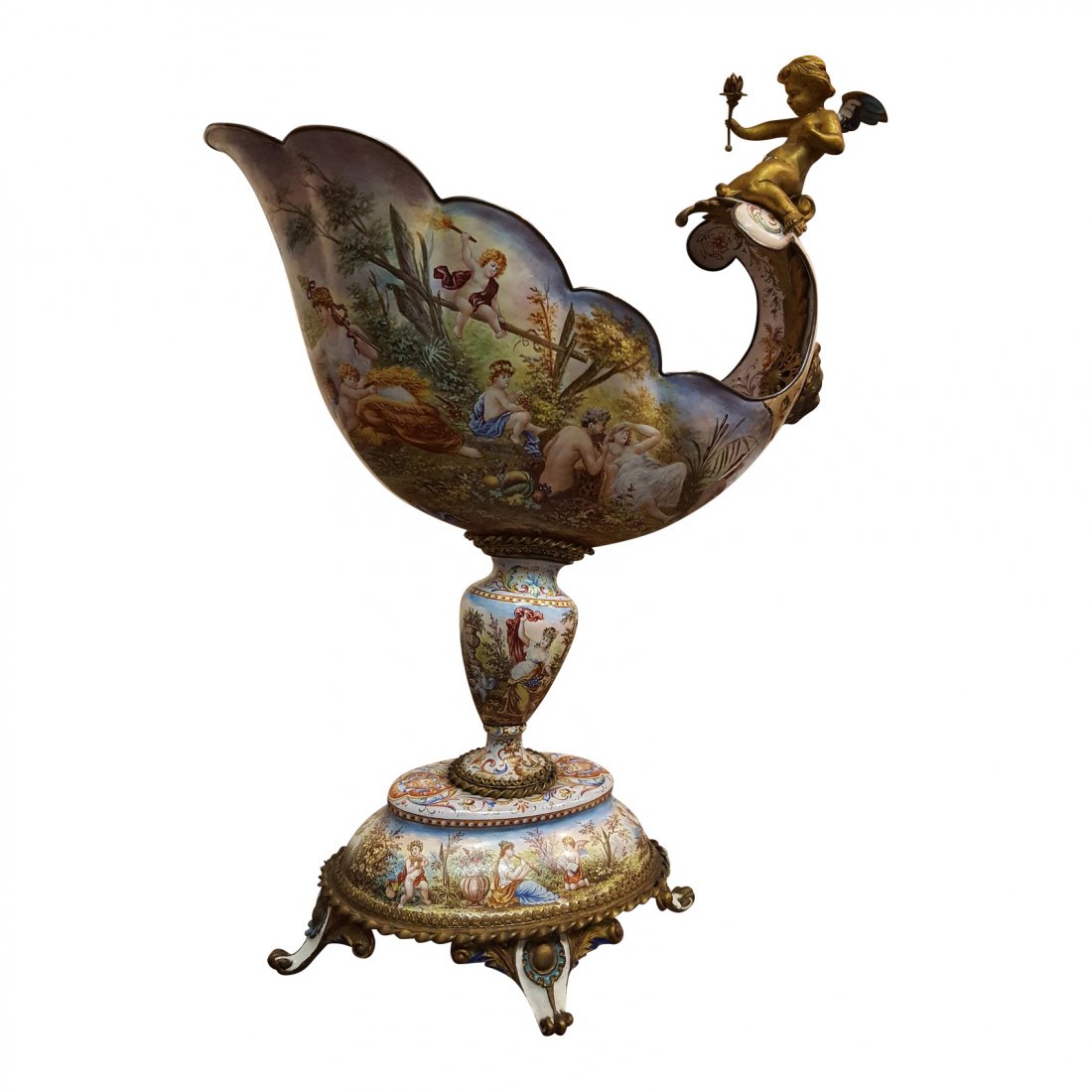 Viennese Enamel Bronze Mounted Vessel (1 of 9)