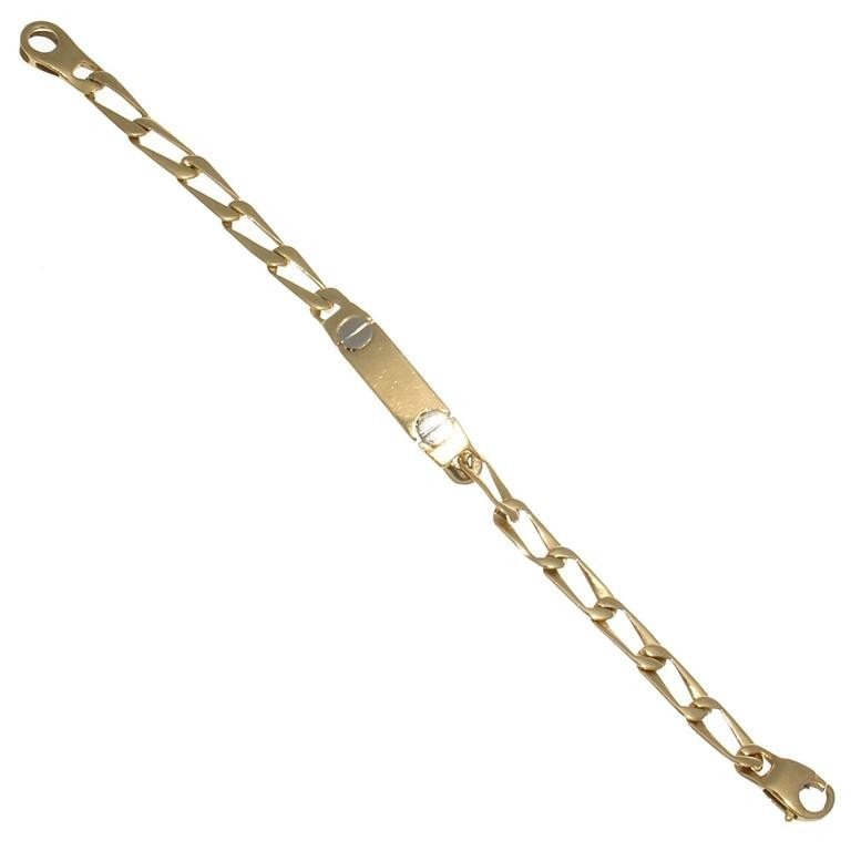 Chimento Gold Bracelet: A graceful link bracelet crafted in 18k yellow gold featuring a "link" with two 18k white gold screw motifs. Signed Chimento. 6 1/2 inches in length. Maker: Chimento Country: Italy Period: 70's Metal: