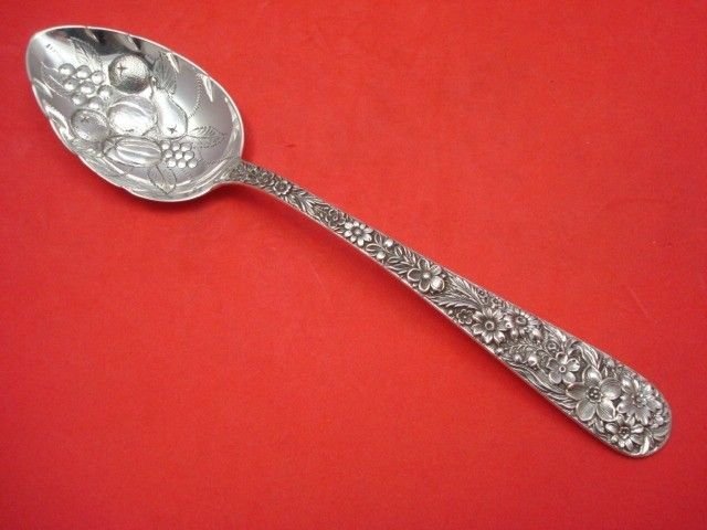 Repousse by Kirk Sterling Berry Spoon Hand Chased with (1 of 3)