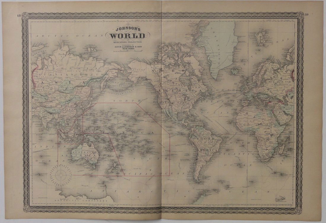 Map of World / Mercators Projection, 1868 (1 of 9)