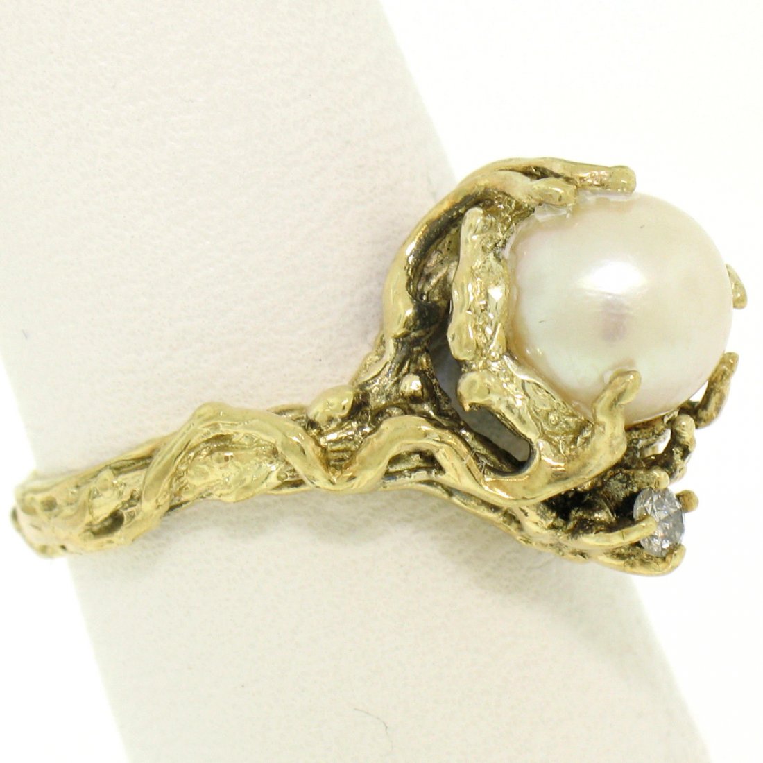 Vintage 18k Gold Akoya Pearl & Diamond Ring (1 of 4)