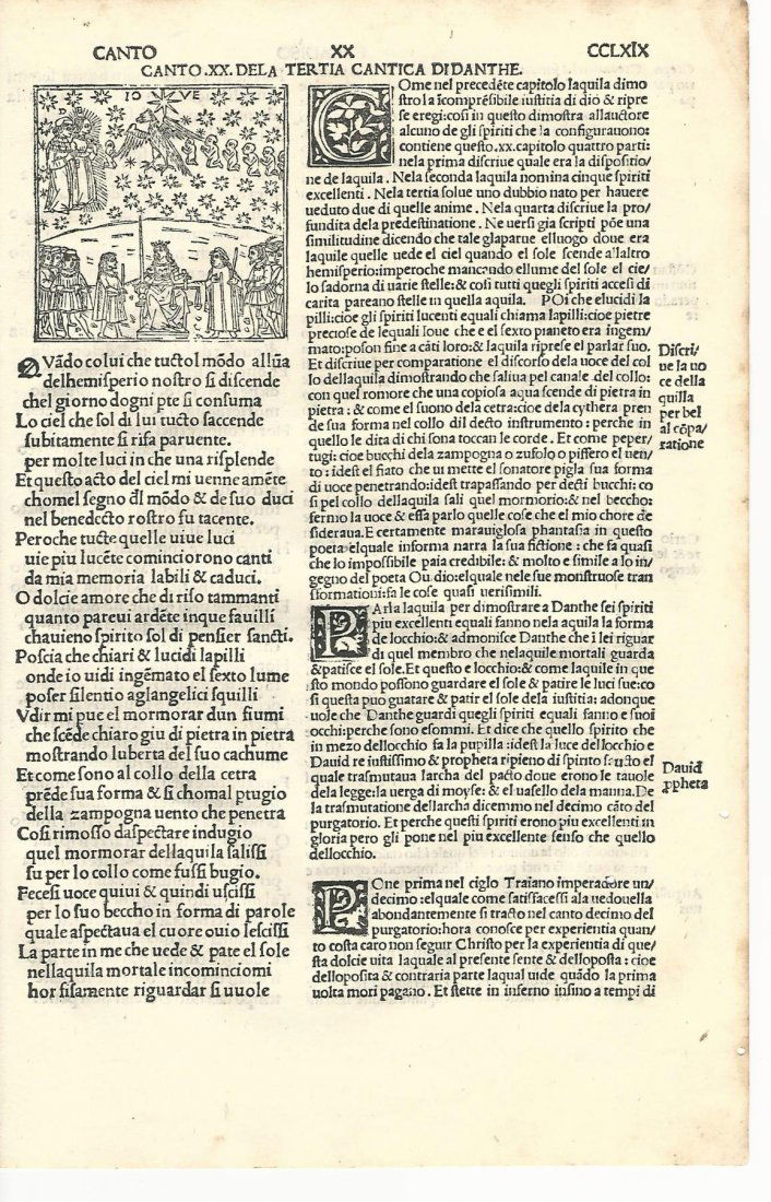 1507 Leaf Dante Divine Comedy Paradiso w/ Woodcut (1 of 2)