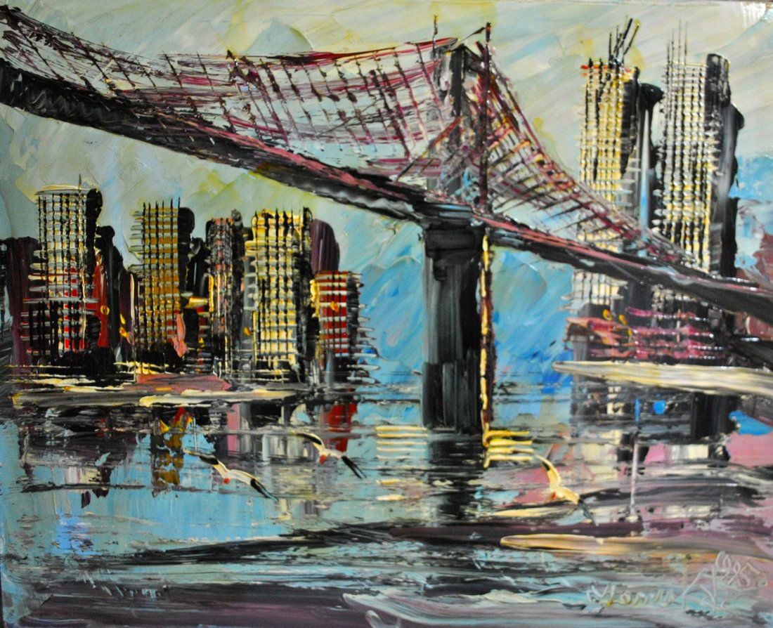 Brooklyn Bridge and World Trade Center on East River (1 of 6)