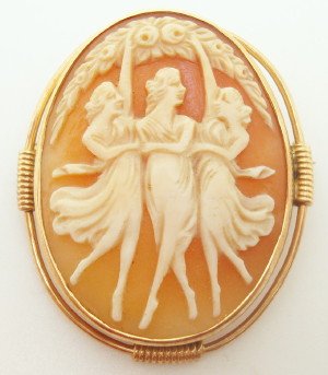 14K Cameo Pin/Pendent with 3 Graces (1 of 4)