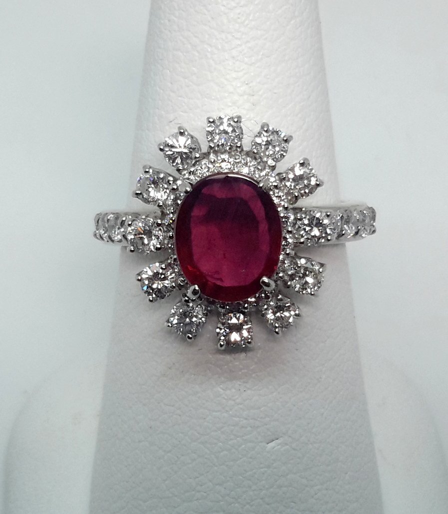 Platinum Diamond Ruby Ring (1 of 5)