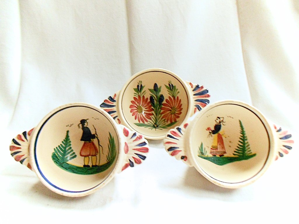 Lot of 3 HB Quimper Lug Bowls (1 of 5)
