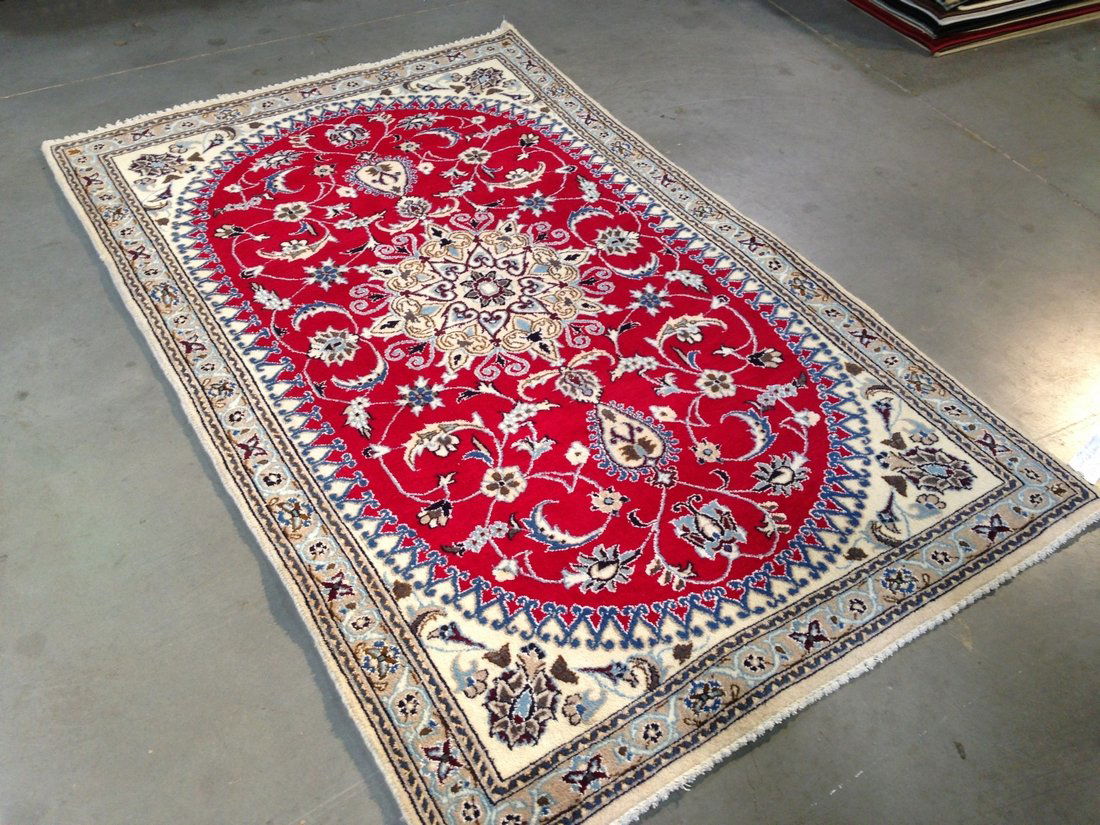 4X7 Authentic Hand-Knotted Silk Wool Rug (1 of 4)