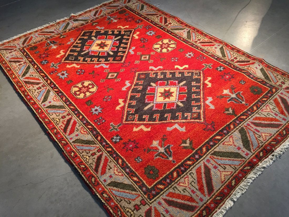5X7 "Kazak" 100% Wool Hand Knotted Wool Rug (1 of 6)