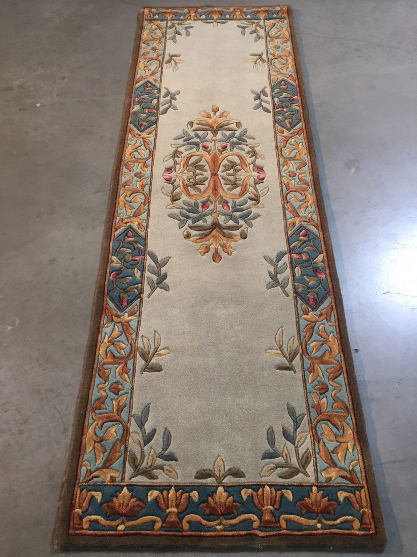 8 Ft French Aubusson Hand Made & Carved Wool Runner (1 of 6)