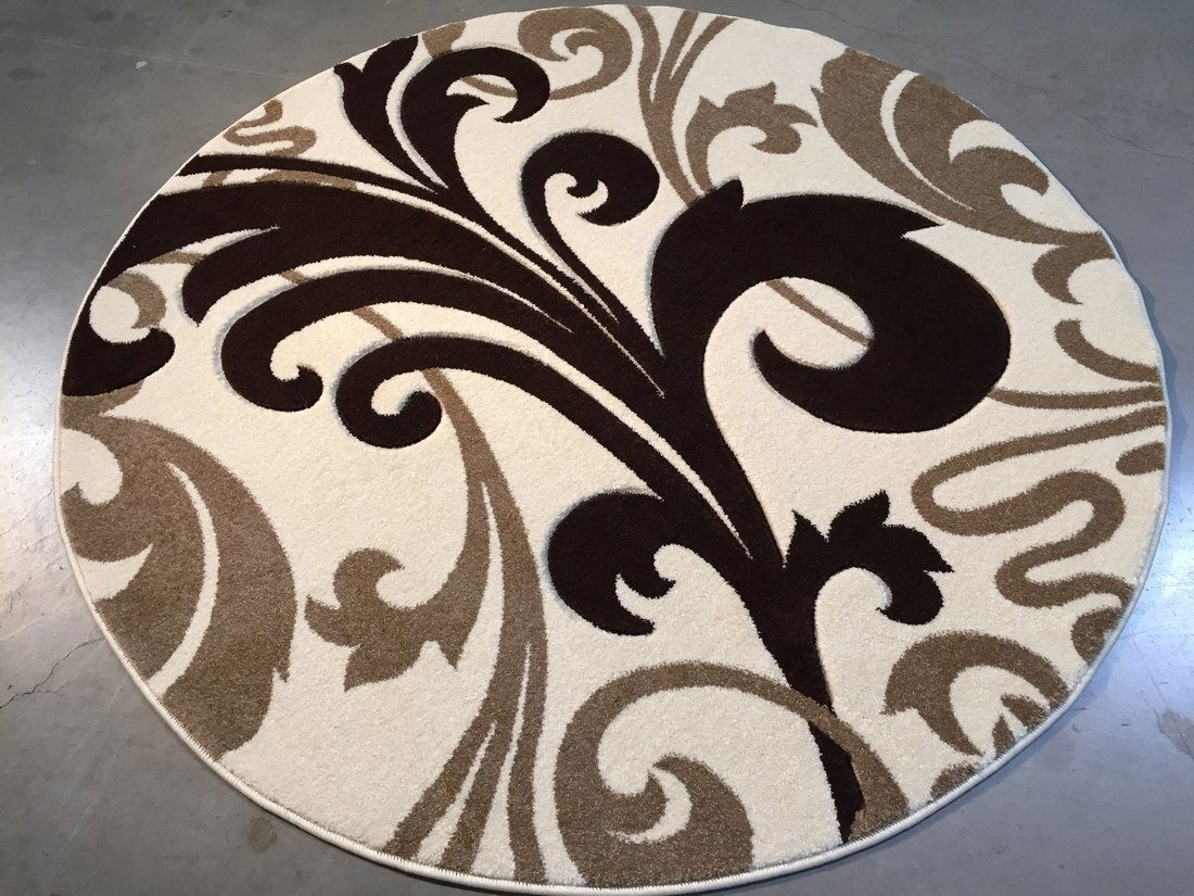 5X5 Round Contemporary Paisley Design Carved Rug (1 of 4)