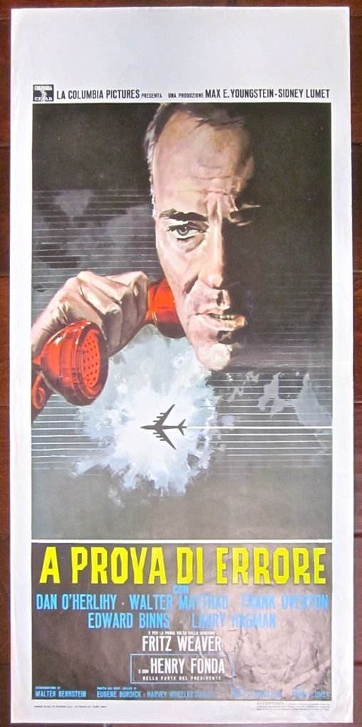 Fail Safe - 1964 Italian Locandina Poster: Fail Safe - Original 1964 Italian Locandina Poster - Henry Fonda Airplane Art! Original 1964 Italian Advertising poster (13" x 27 3/4") Poster has light crease lines, some wrinkling and some border we