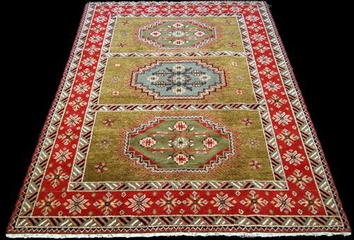 FINELY CONTRASTED HAND WOVEN KAZAKH DESIGN RUG (1 of 5)