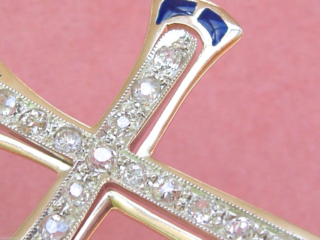 ANTIQUE NOUVEAU PLIQUE-A-Jâ€‹OUR BLUE ENAMEL 1.20ctw (1 of 4)