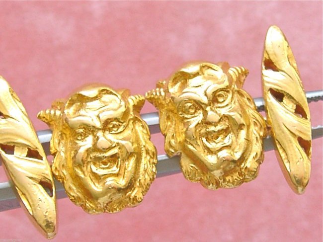 ANTIQUE ART NOUVEAU LAUGHING BEARDED DEVIL HEAD 14.3 (1 of 4)