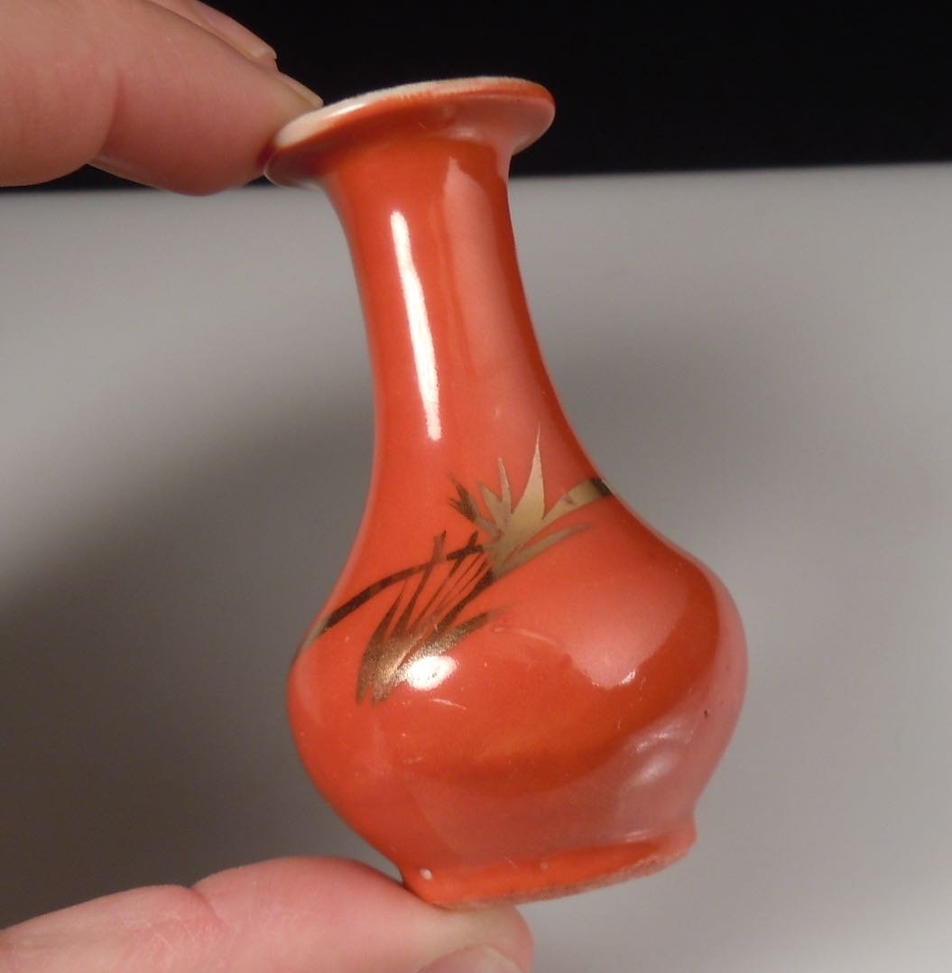 Chinese Porcelain Miniature Vase - Red Glaze (1 of 4)