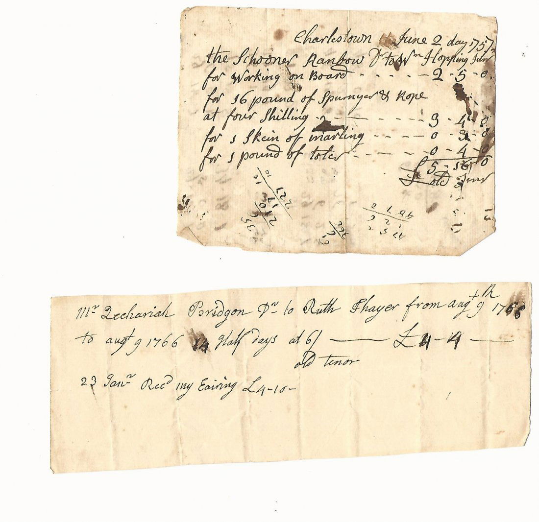 Manuscript Colonial Boston Receipts, 1757 (1 of 1)