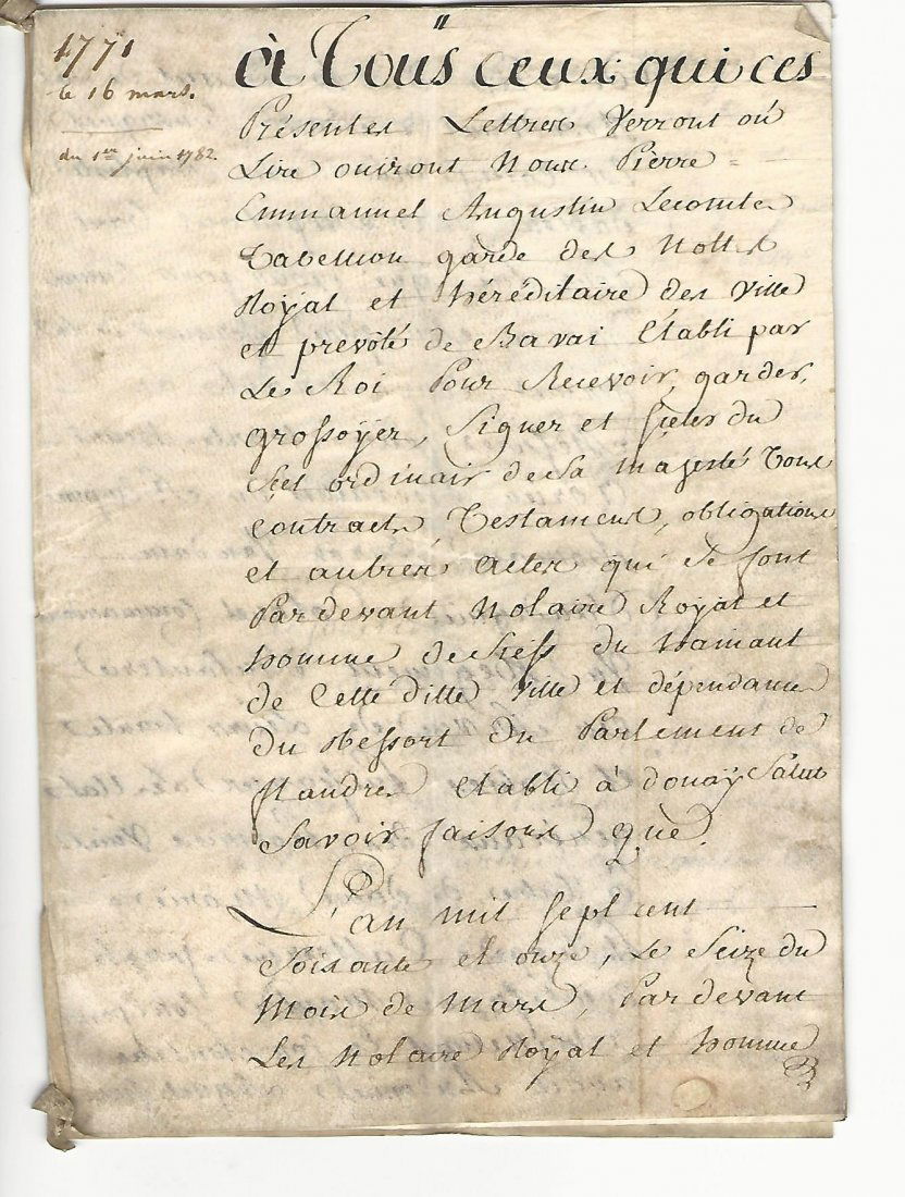 Vellum French Manuscript with Seal, 1771 (1 of 3)