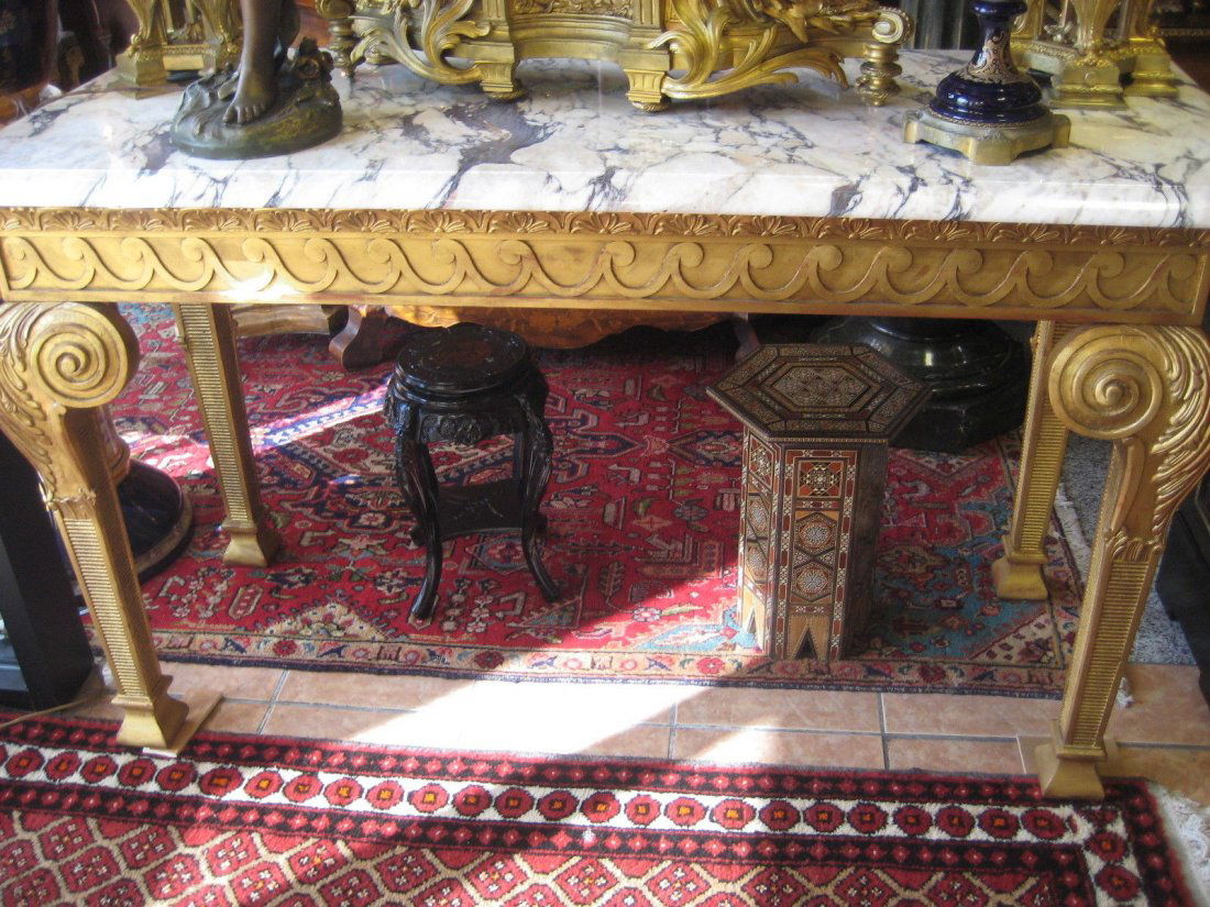 Carved Gilt Wood, Marble Top Console Table (1 of 4)