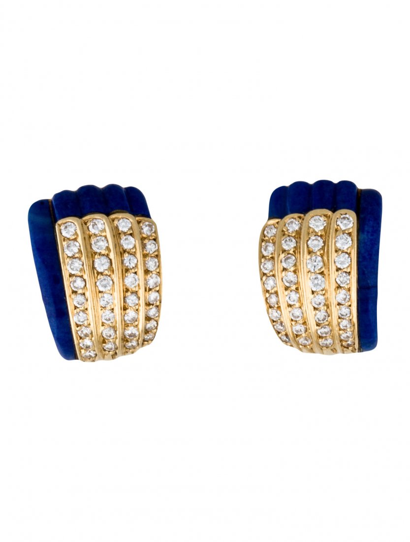 Van Cleef & Arpels 18K Diamond and Lapis Lazuli Clip-On (1 of 3)