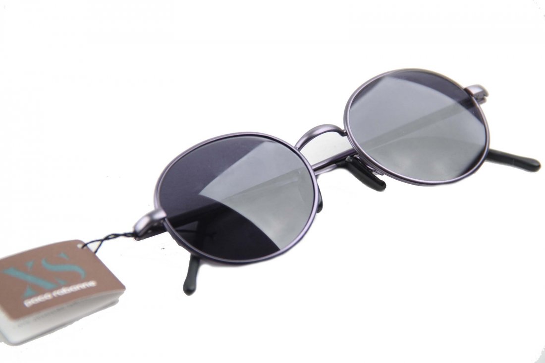 PACO RABANNE Blue Metal Round SUNGLASSES XS 318 156: PACO RABANNE Blue Metal Round SUNGLASSES XS 318 156 Protector Lenses eyewear - Blue/gray metal frame - Smoke blue lenses - Round design - Original 100% UV protection lenses Style & Ref. Number: XS 318