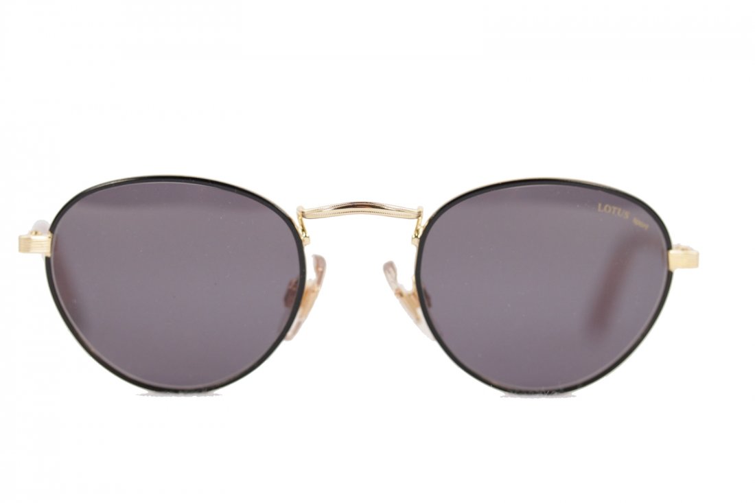 LOTUS SPORT Made in Italy Gold Metal & Black SUNGLASSES: LOTUS SPORT Made in Italy Gold Metal & Black SUNGLASSES 029 col.622 Round SHADES - Vintage stock, hardly any wear. Please follow reading for details - Frame: Gold metal with black coating on the front