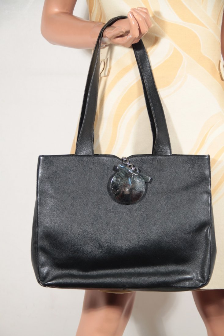SALVATORE FERRAGAMO Italian Black Leather SHOULDER BAG (1 of 9)