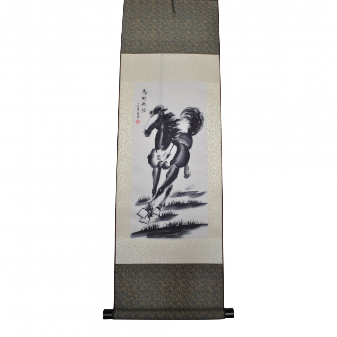 Chinese Silk Scroll Painting, One Horse (1 of 4)