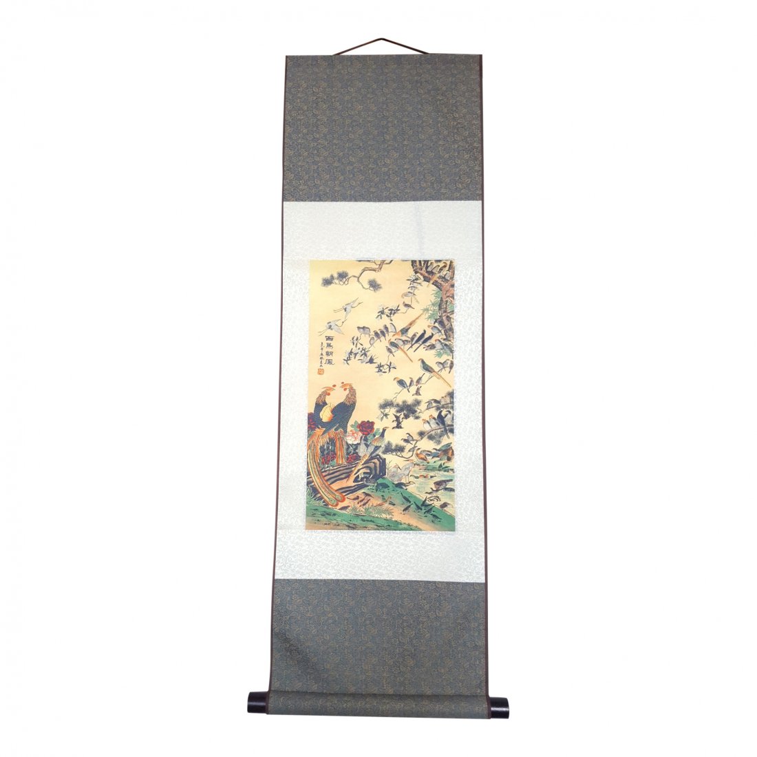 Chinese Silk Scroll, Peacocks and Birds (1 of 5)