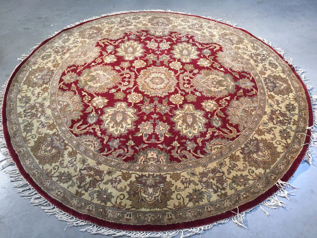 Round Wool Hand-Knotted Jaipur Rug, 7x7 (1 of 5)