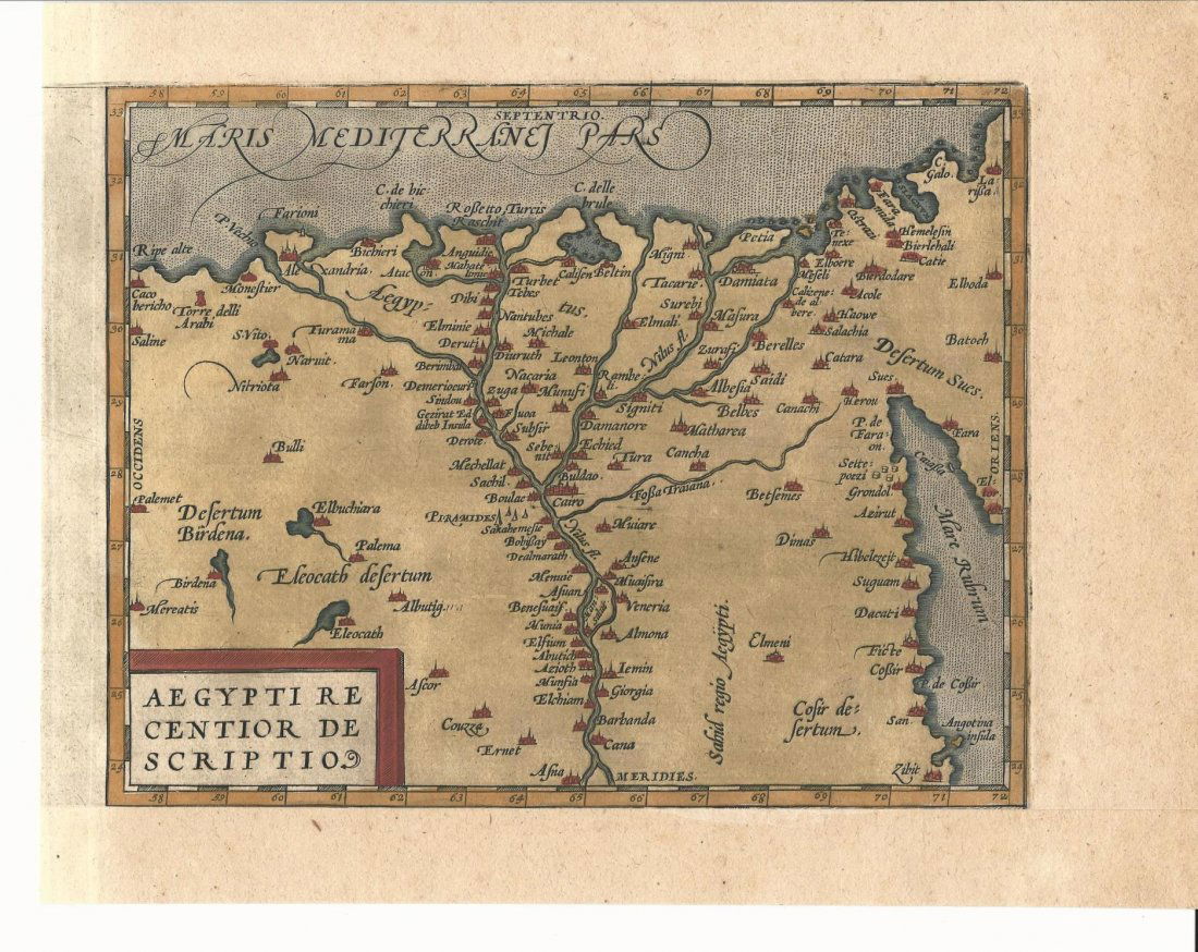 c1573 Ortelius Map Aegypti Re Centior De Scriptio (1 of 1)