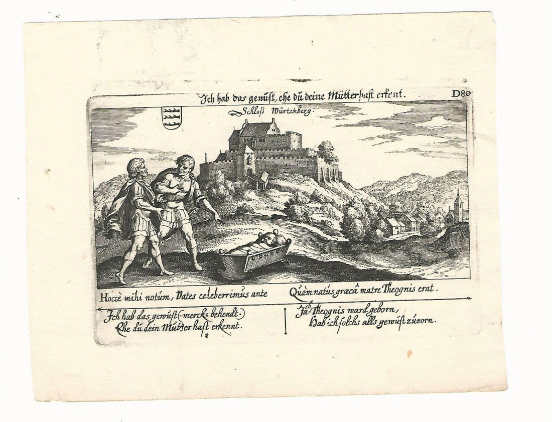 17th C German Engraving Schloss Wurtenburg (1 of 1)