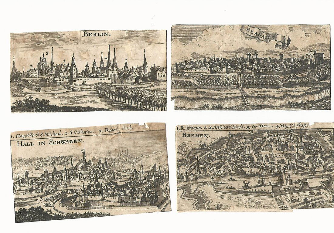 17th C Four Engravings City Views (1 of 1)