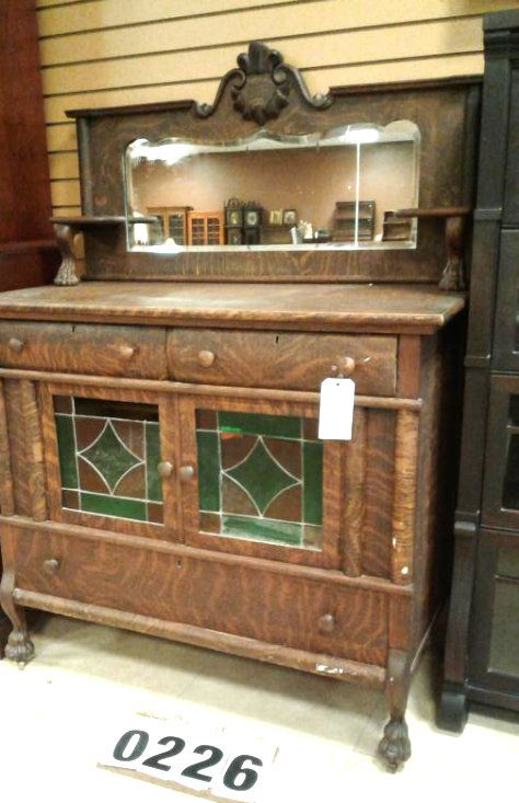 Leaded Oak Claw Foot Side Board (1 of 1)