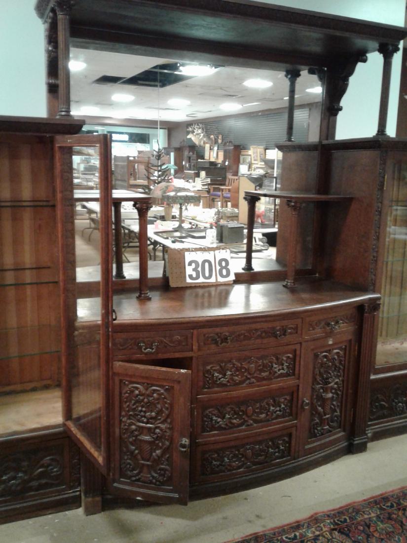1890's Oak 3 Piece Victorian China Cabinet (1 of 3)