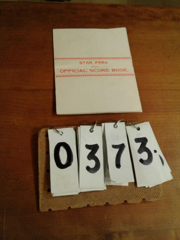 1899 Star Park Official Used Score Book: Syracuse 1899 Star Park official used score book of Syracuse vs Providence Game- closed booklet- 5 3/4"W x 7 1/8"H , open booklet - 11"W x7 1/8"H